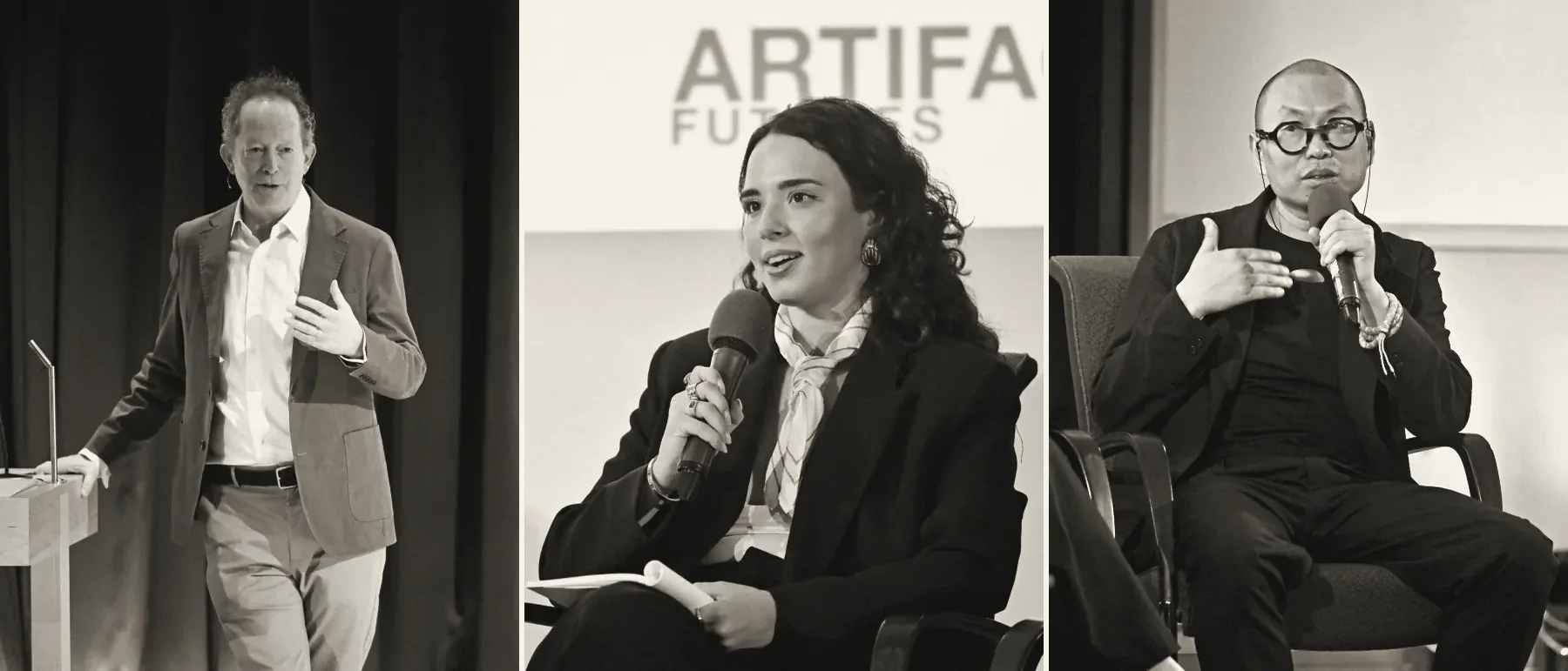 Three speakers of the London Forum at the British Library Knowledge Centre, side by side